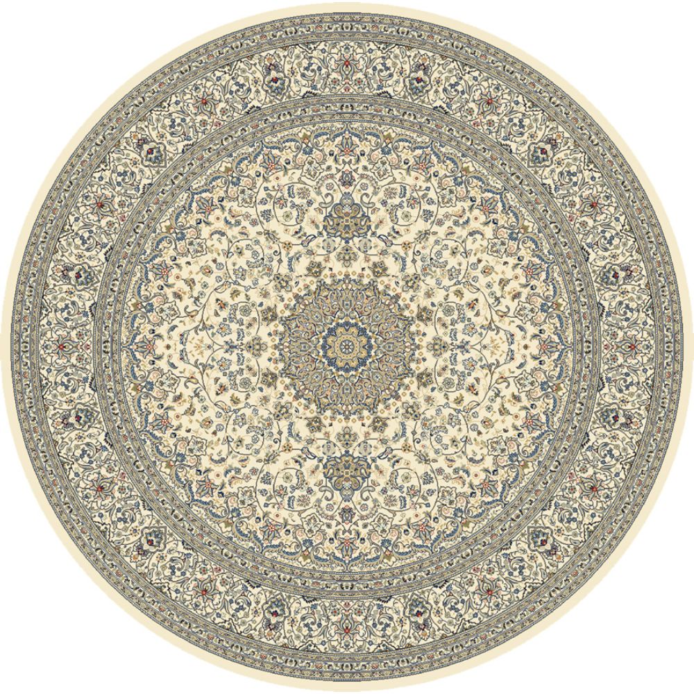 Dynamic Rugs 57119-6464 Ancient Garden 7.1 Ft. X 7.1 Ft. Round Rug in Ivory